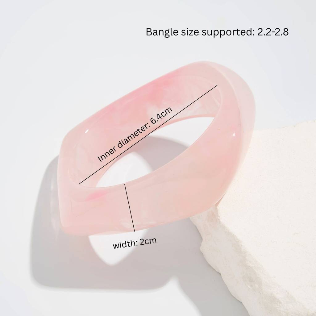 Chunky Wide Edge Rounded Square Polygonal Acrylic-Bangle : ADN0825B2252LPK