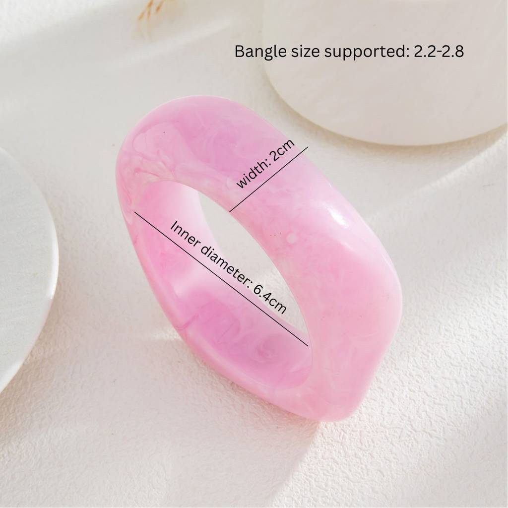 Chunky Wide Edge Rounded Square Polygonal Acrylic-Bangle : ADN0825B2252PK