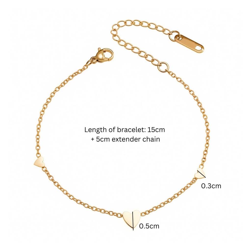 18K Gold Plated Waterproof Anti-Tarnish Heart Chain Necklace And Bracelet Set : ALS0725NB17C2