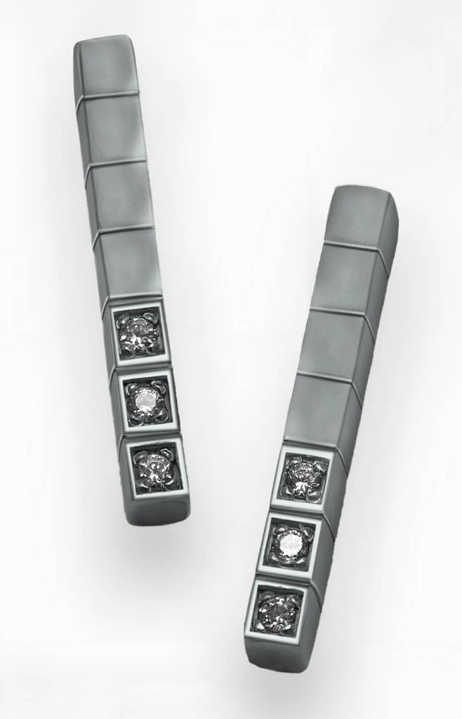 925 Sterling Silver Long Block Resilience Earrings : TSER-RES-EAR-BRS-8006