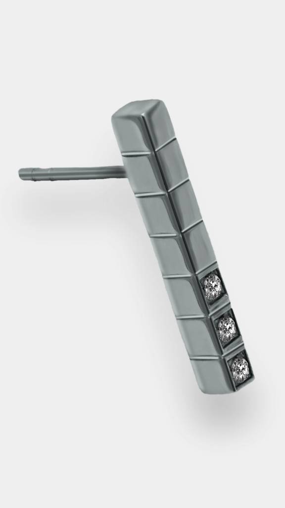 925 Sterling Silver Long Block Resilience Earrings : TSER-RES-EAR-BRS-8006