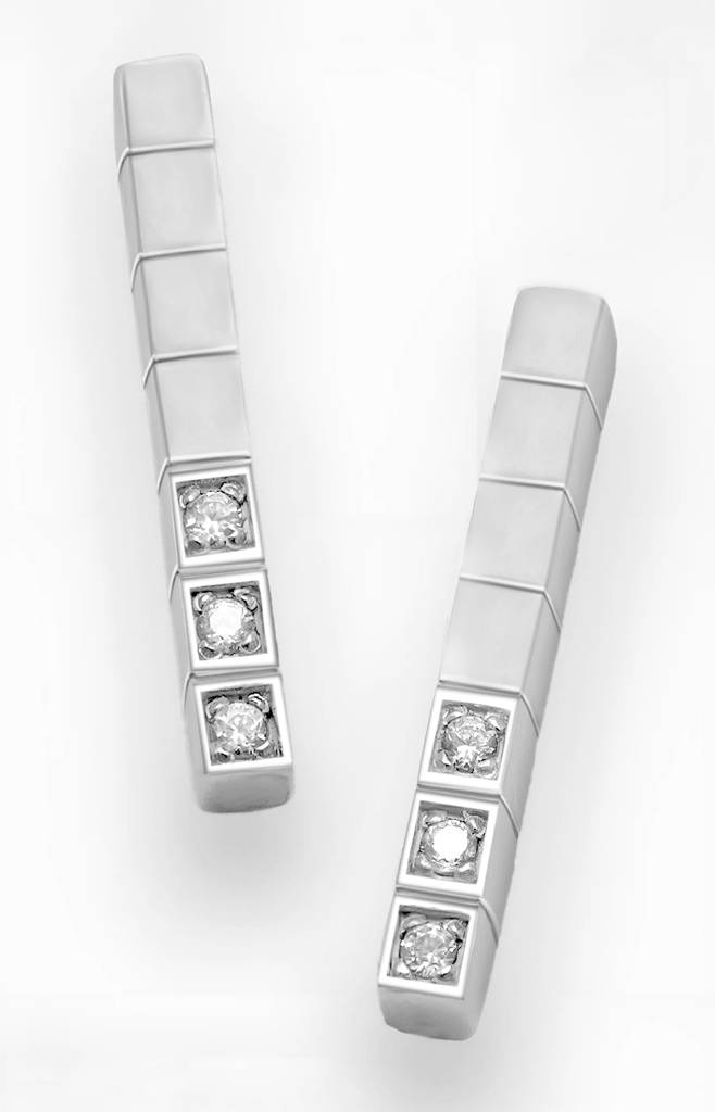 925 Sterling Silver Long Block Resilience Earrings : TSER-RES-EAR-WRS-8007
