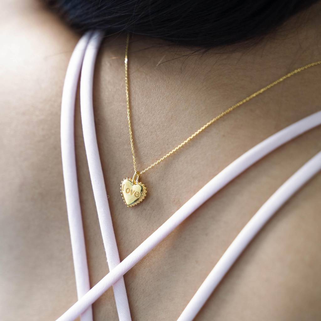 Love Engraved Heart Pendant Sterling Silver