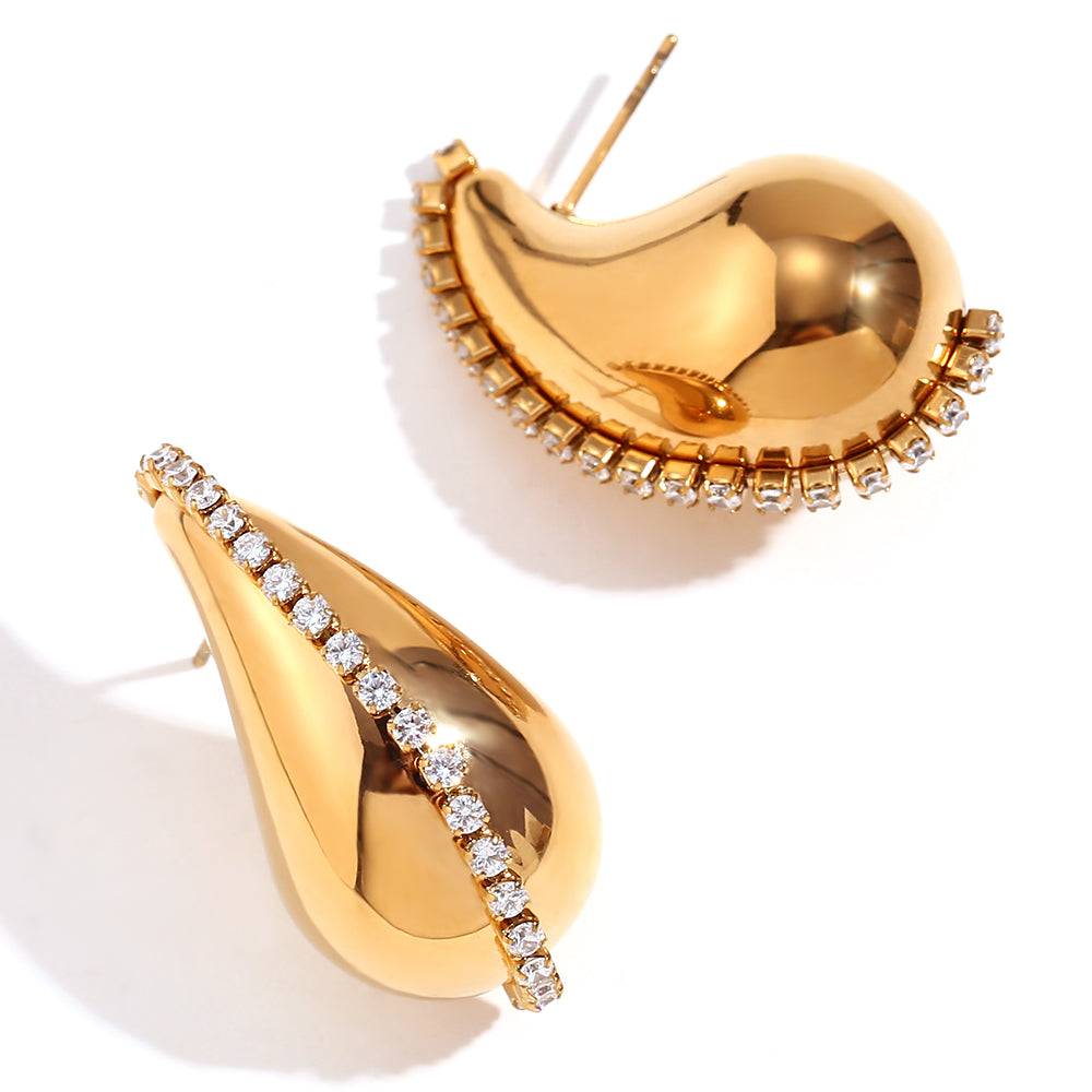 Luxury Zircon Water Drop Stud Earrings : TAA-9708563661078-EARRING