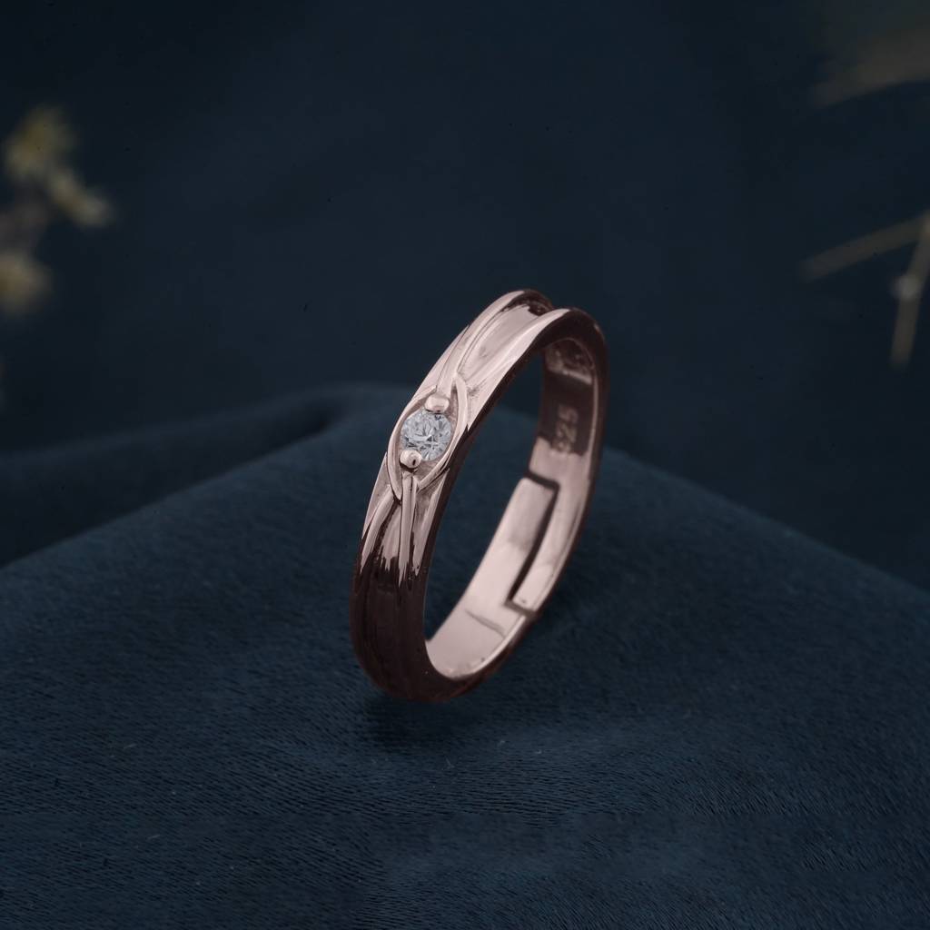 Rose Gold Criss Cross Ring For Her : ZLCPLR-1007-WR