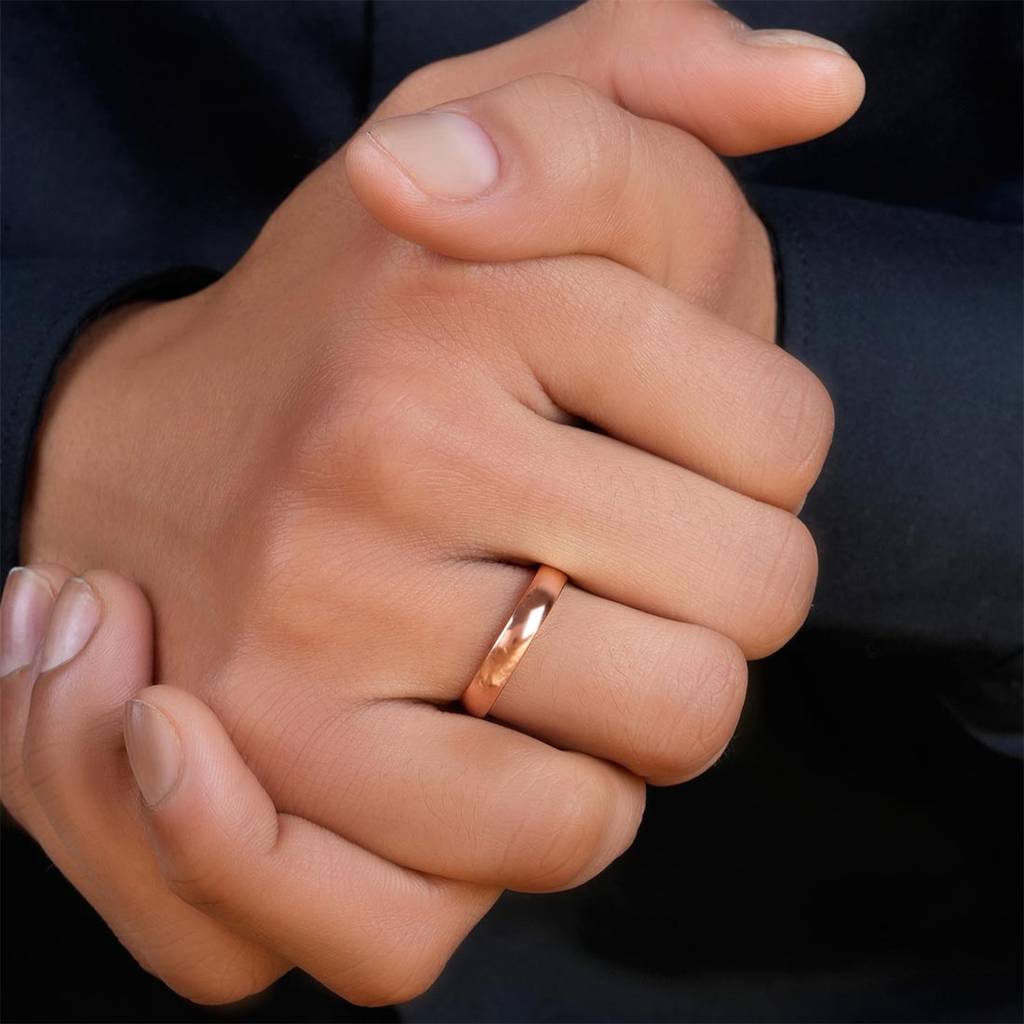 Minimal Rose Gold Plated 925 Sterling Silver Men'S Ring : M-RNG-40377-8-RG