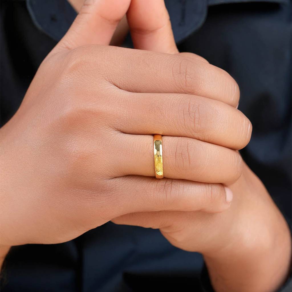 Minimal Gold Plated 925 Sterling Silver Men'S Ring : M-RNG-40378-8-G