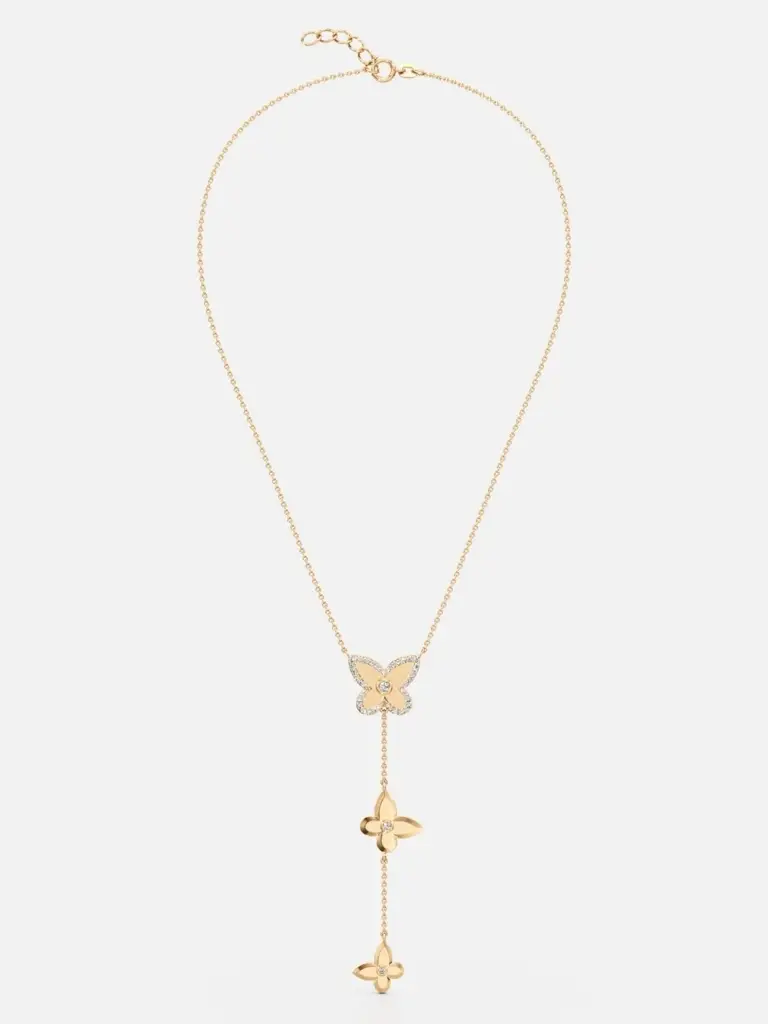 Butterfly Lariat Necklace - 24K Gold Micron Plating : M1PT10-Y