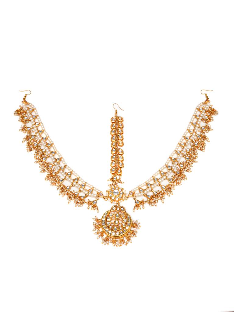 Kundan & Pearl Jhallar Layered Matha Patti : RRA23-38