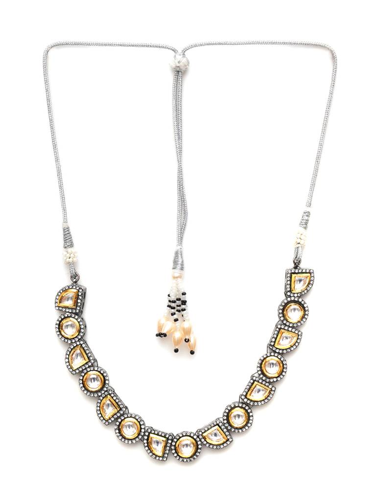 Dual Tone Kundan & Crystal Neckpiece : RRA23-54