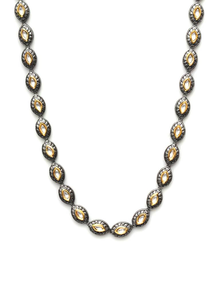 Dual Tone Boat Kundan & Crystal Neckpiece : RRA23-55