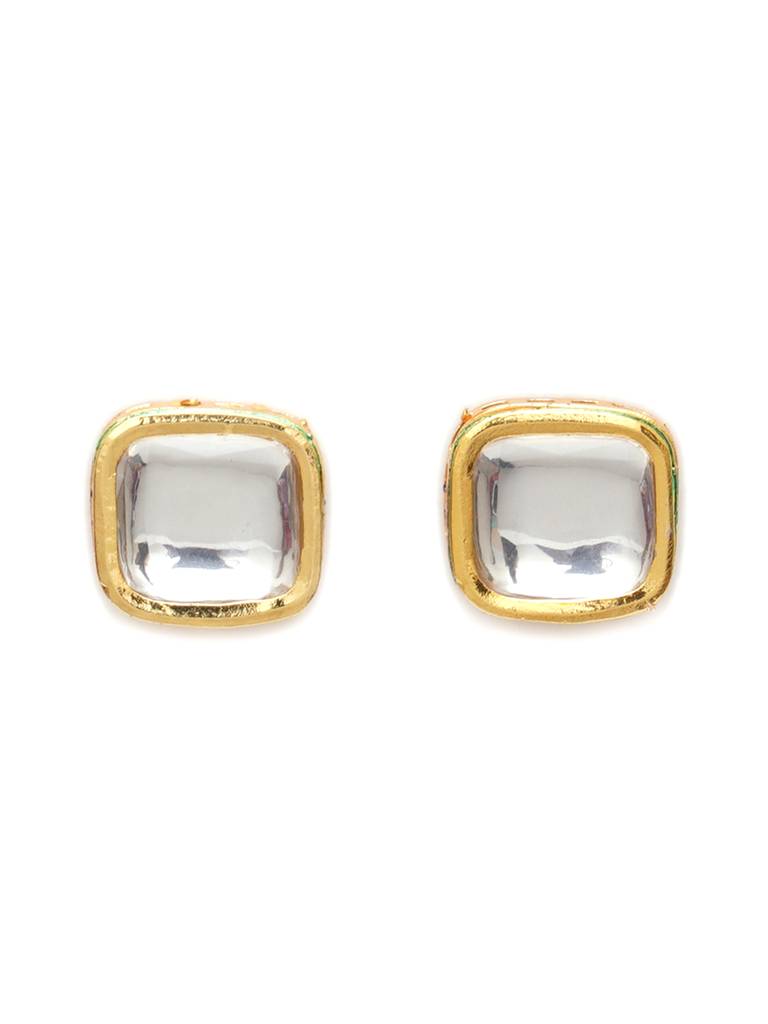 Square Meenakari Kundan Studs : RRA23-34