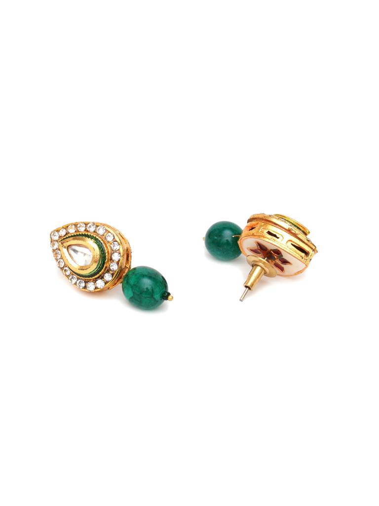 Emerald Stone Kundan Studs : RRA23-30
