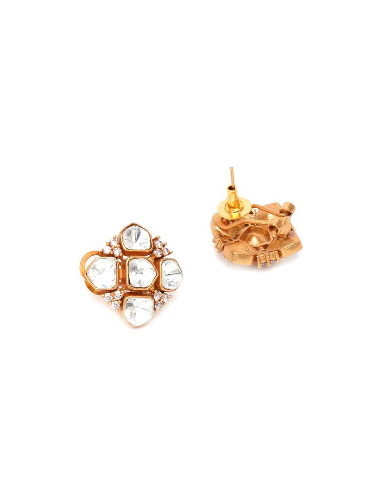 Square Crystal & Kundan Studs : RRA23-35