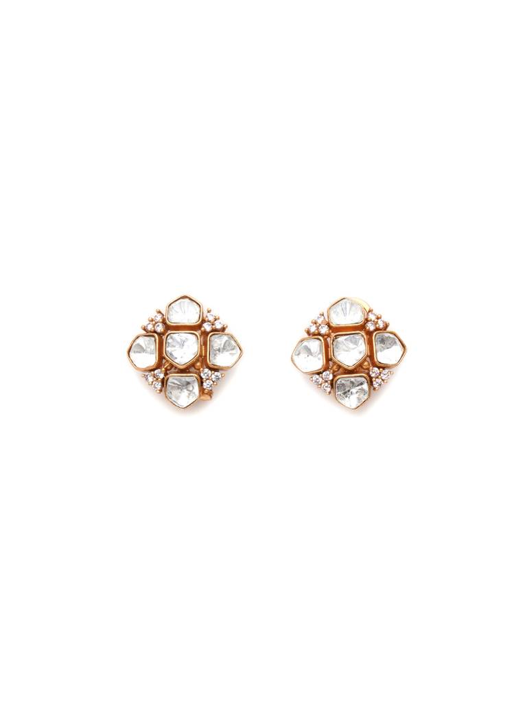 Square Crystal & Kundan Studs : RRA23-35