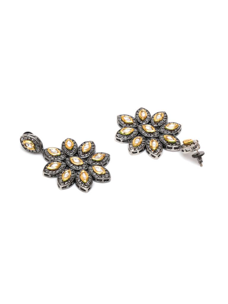 Dual Tone Kundan Flower Studs : RRA23-23