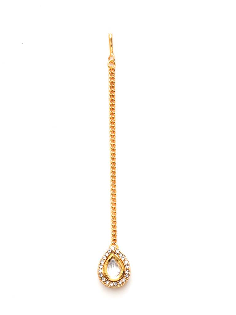 Teardrop Kundan & Crystal Maang Tikka : RRA23-48