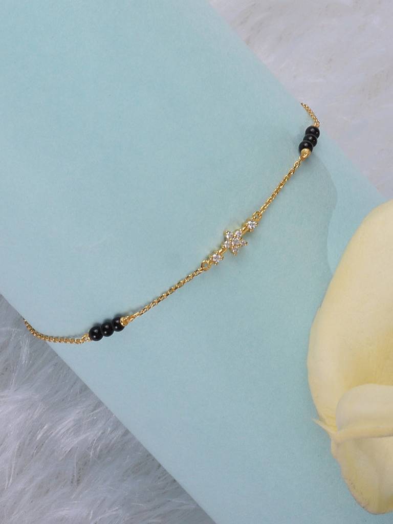 18K Gold Plated Cubic Zirconia Mangalsutra Link Bracelet : MB002