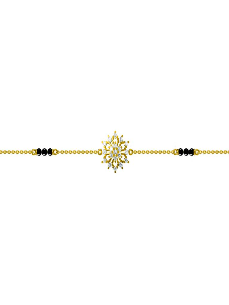 Women Sterling Silver Cubic Zirconia Gold-Plated Charm Bracelet : MB008
