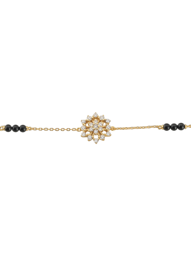Women Sterling Silver Cubic Zirconia Gold-Plated Charm Bracelet : MB008