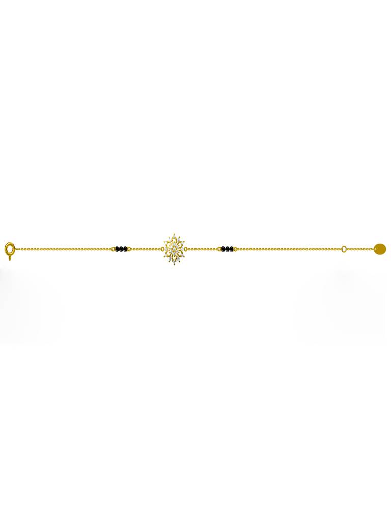 Women Sterling Silver Cubic Zirconia Gold-Plated Charm Bracelet : MB008