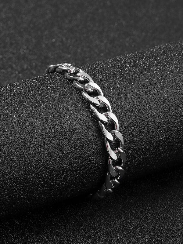Classic Cuban Silver Bracelet-Silver For Men & Boys : MB1S0163
