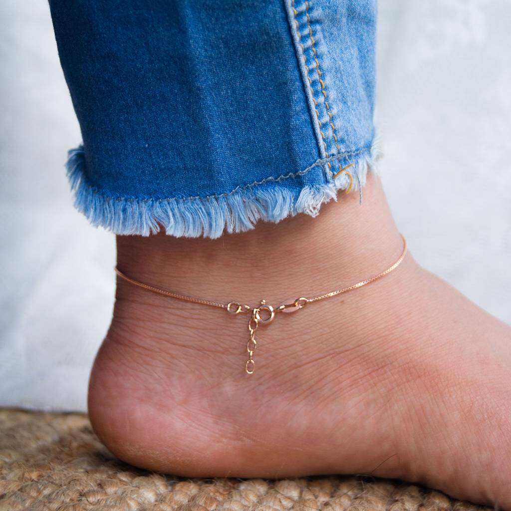Mannash Pretty Chain Fall Rose Gold Plated Sterling Silver Anklet : MCRAP660D1569