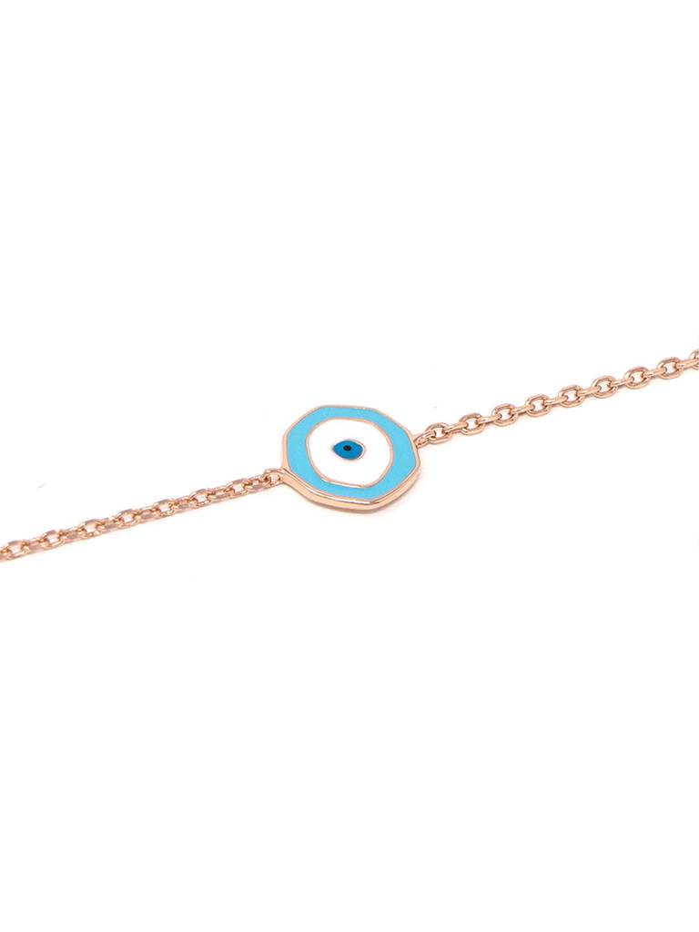 Mannash Unconventional Evil Eye Rose Gold Plated 925 Sterling Silver Chain Bracelet