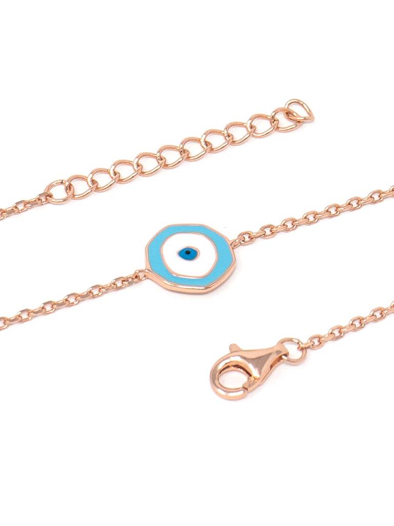 Mannash Unconventional Evil Eye Rose Gold Plated 925 Sterling Silver Chain Bracelet