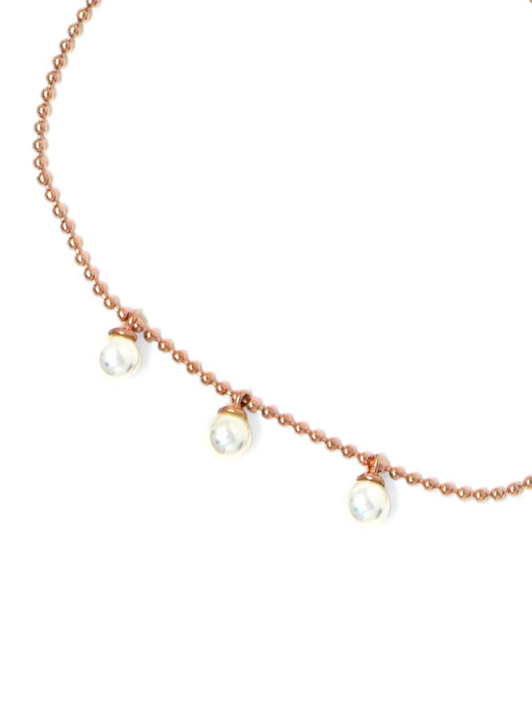 Dangling Pearls Rose Gold Plated Sterling Silver Chain Bracelet