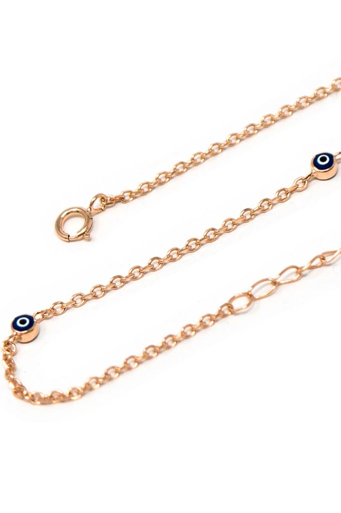 Tiny Stationed Evil Eye Sterling Silver Chain Bracelet : MCRBC626D1489