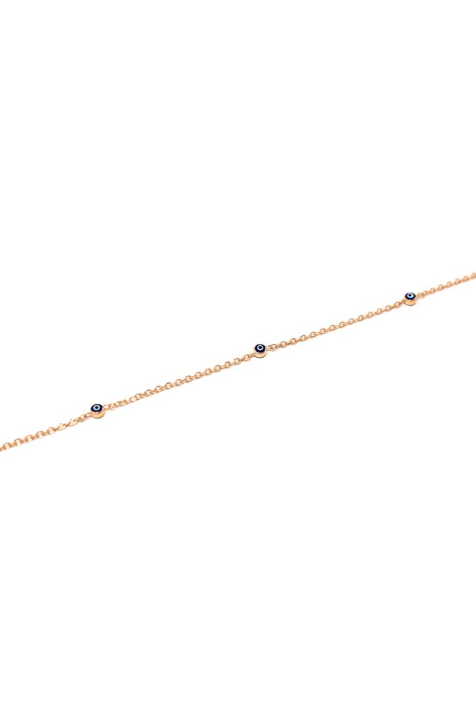 Tiny Stationed Evil Eye Sterling Silver Chain Bracelet : MCRBC626D1489