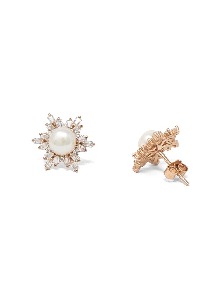 Mannash Pearl Celebration Rose Gold Plated Sterling Silver Stud Earrings : MCRES571D1339