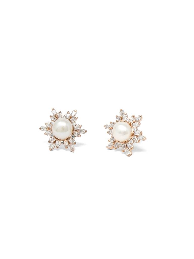 Mannash Pearl Celebration Rose Gold Plated Sterling Silver Stud Earrings : MCRES571D1339