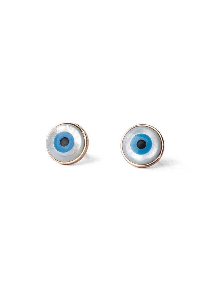 Evergreen Evil Eye Rose Gold Plated Sterling Silver Stud Earrings : MCRES591D1401