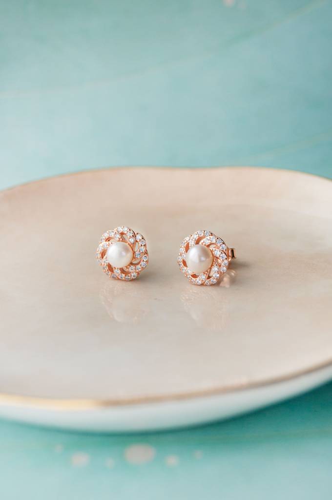 Whirlpool With Pearl Rose Gold Plated Sterling Silver Pendant Set With Chain : MCRJPSC531D1255