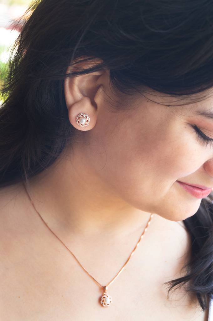 Whirlpool With Pearl Rose Gold Plated Sterling Silver Pendant Set With Chain : MCRJPSC531D1255