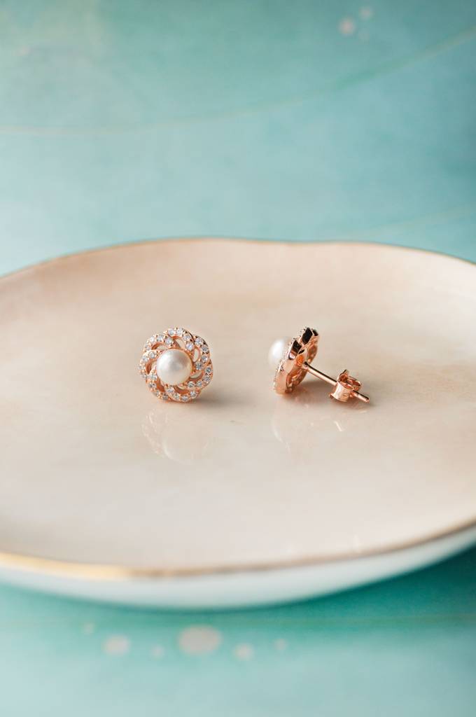 Whirlpool With Pearl Rose Gold Plated Sterling Silver Pendant Set With Chain : MCRJPSC531D1255