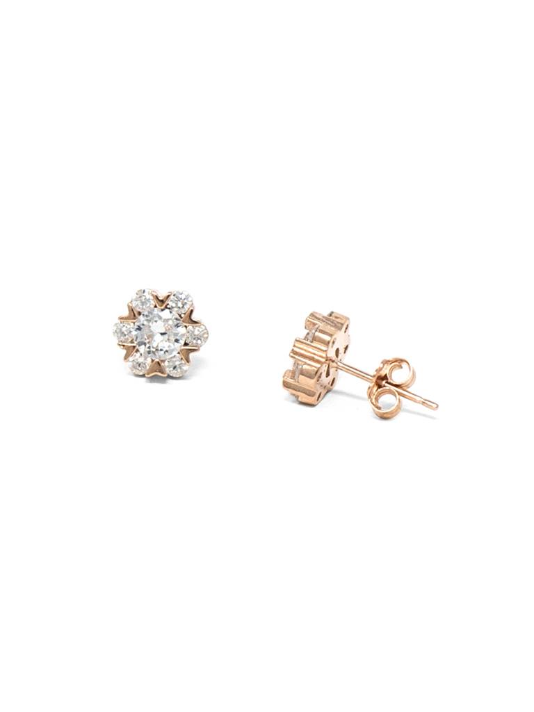 Solitaire Cluster Rose Gold Plated Sterling Silver Pendant Set With Chain : MCRJPSC575D1361