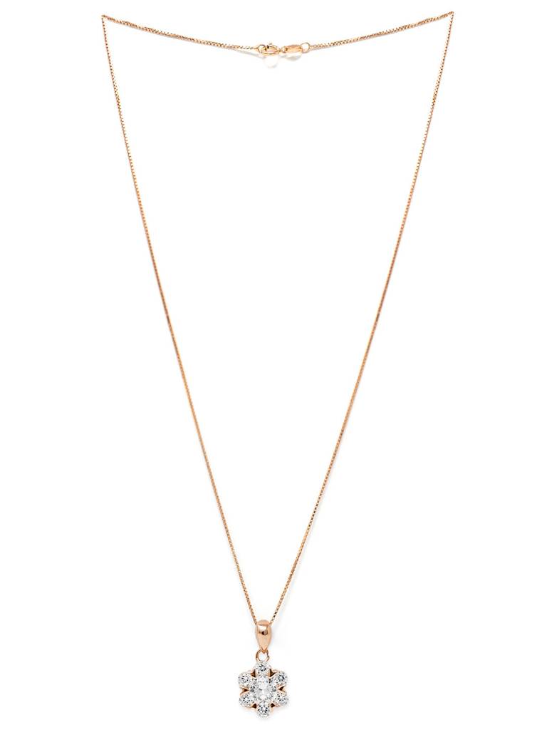 Solitaire Cluster Rose Gold Plated Sterling Silver Pendant Set With Chain : MCRJPSC575D1361