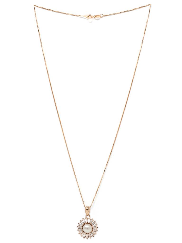 Cosmic Pearl Rose Gold Plated Sterling Silver Pendant Set With Chain : MCRJPSC576D1366
