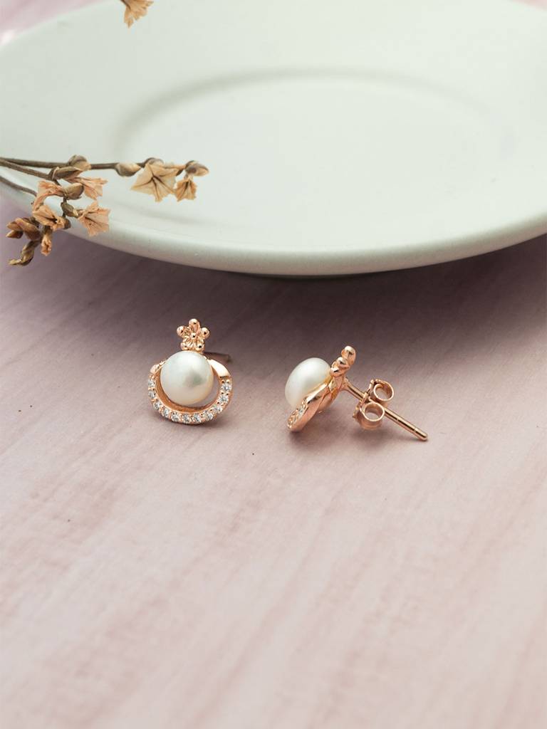 Mannash Peritwingle Pearl Rose Gold Plated Sterling Silver Pendant Set : MCRJPSC807D1904