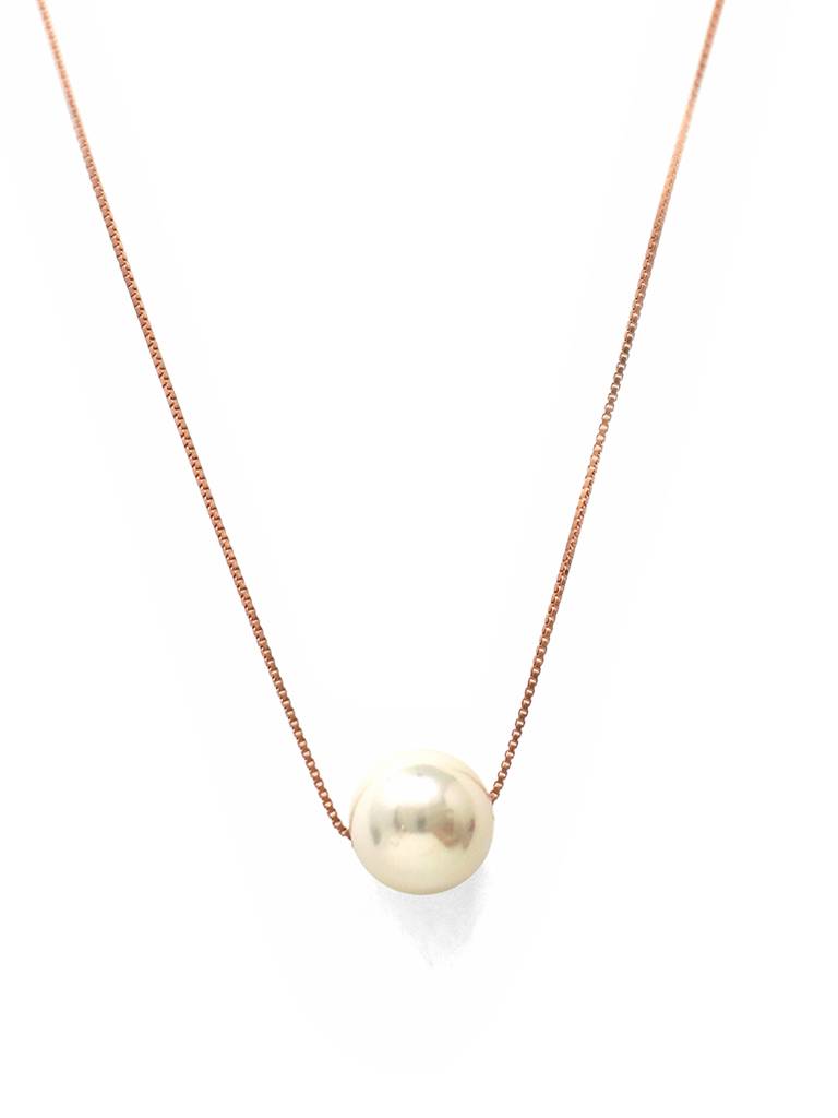 Classic Pearl Statement Rose Gold Plated Sterling Silver Necklace : MCRNCP210D428