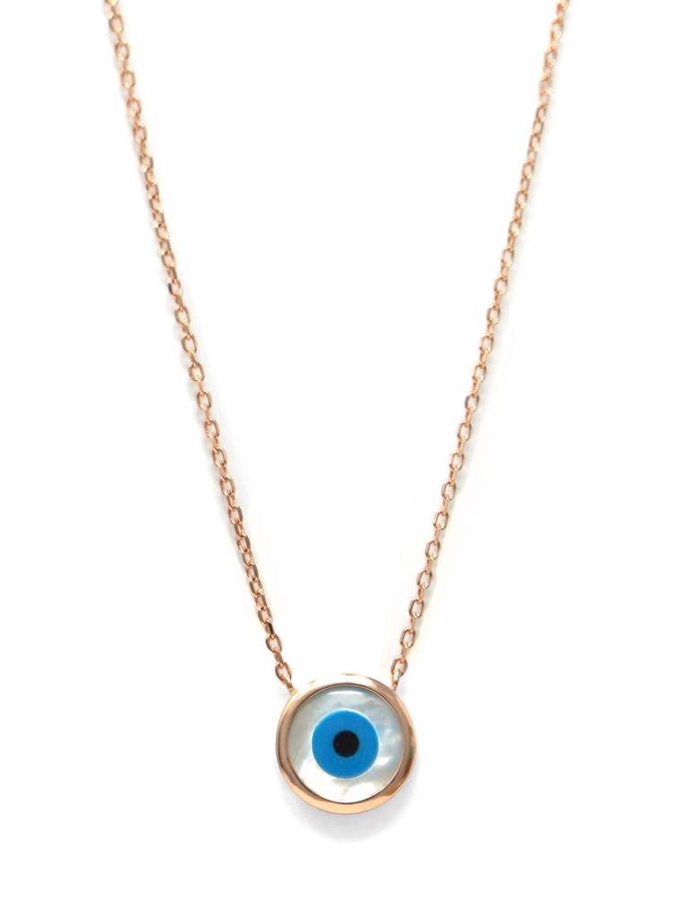 Mannash Classic Evil Eye Mother-Of-Pearl Rose Gold Plated Sterling Silver Pendant Necklace : MCRNCP228D1167