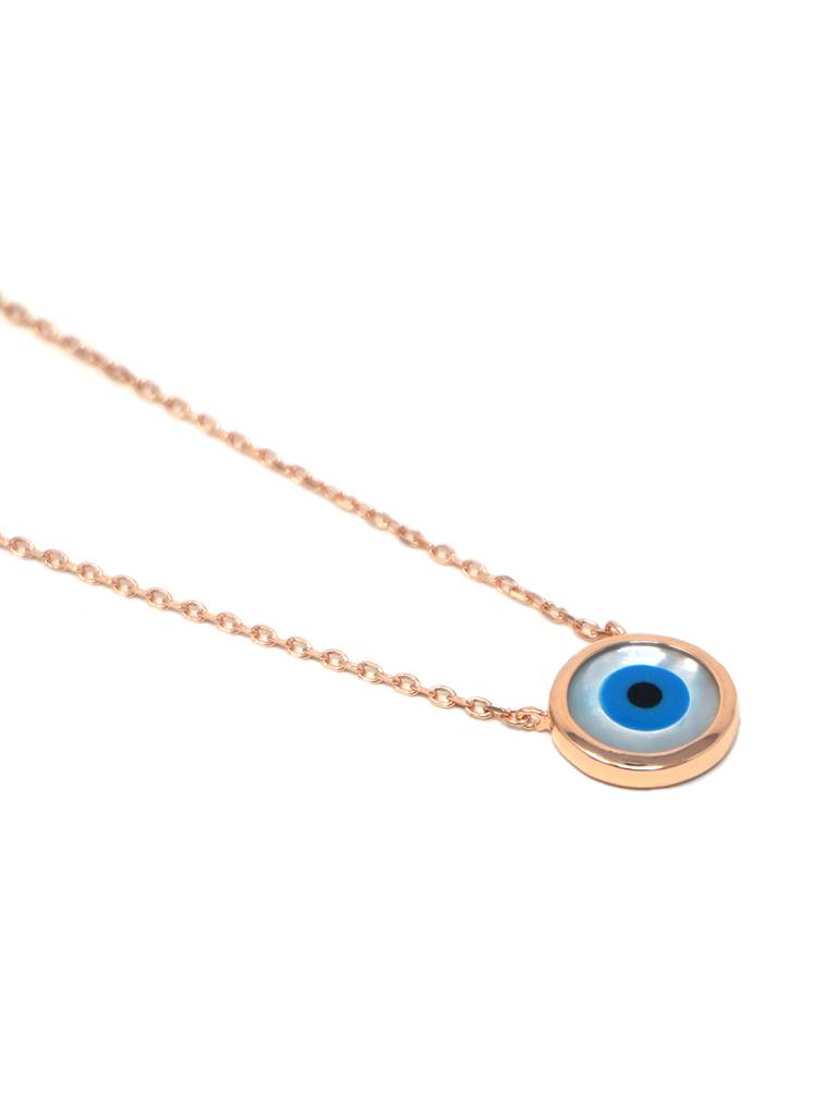 Mannash Classic Evil Eye Mother-Of-Pearl Rose Gold Plated Sterling Silver Pendant Necklace : MCRNCP228D1167