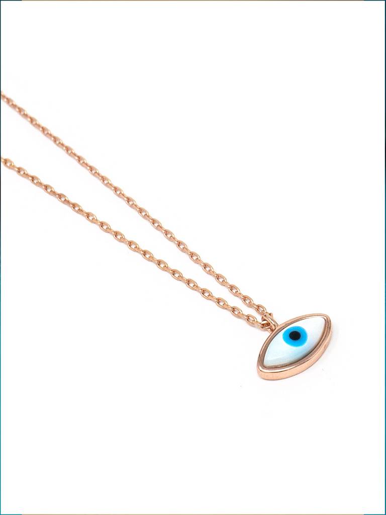 Mannash Petite Dainty Evil Eye Rose Gold Plated 925 Sterling Silver Chain Necklace