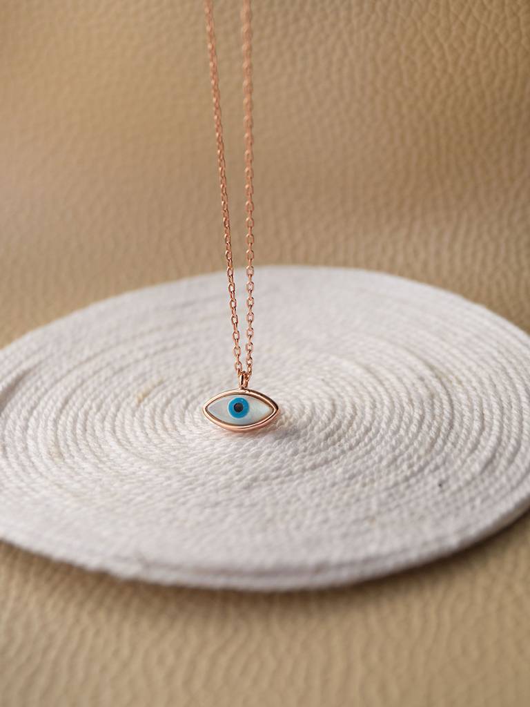 Mannash Petite Dainty Evil Eye Rose Gold Plated 925 Sterling Silver Chain Necklace