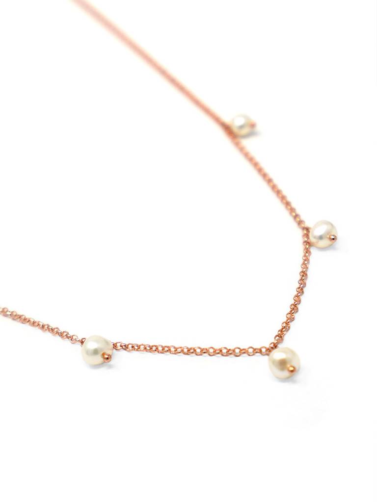 Mannash Pearl Charming Rose Gold Plated Sterling Silver Chain Necklace : MCRNCP700D1673