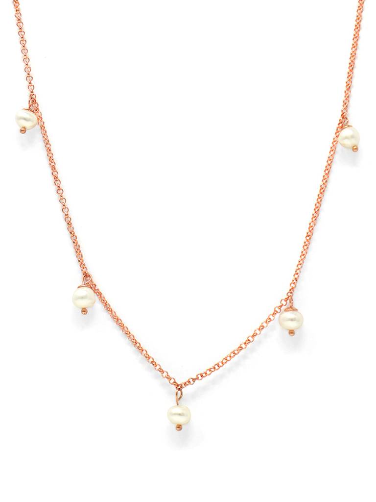 Mannash Pearl Charming Rose Gold Plated Sterling Silver Chain Necklace : MCRNCP700D1673