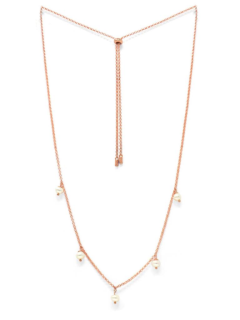 Mannash Pearl Charming Rose Gold Plated Sterling Silver Chain Necklace : MCRNCP700D1673